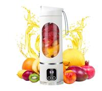 Blender Portable 450ml,Mini Presse-Jus Sans Fil,12 Lames en Acier, 50W,Écran d'Affichage de Batterie,USB Rechargeable,Tasse à Jus Portable,pour Smoothies,Shakes,Mixe Fruits et Glaçons (Blanc)