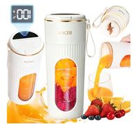 Blender portable, affichage batterie, 14 lames, très grande capacité, ABS, 340 ml, Blanc