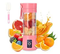 Blender Portable,Mini Blender Smoothie pour shakes et smoothies,Mini Mixeur 380ml avec 6 Lames en 3D,USB Presse Agrume Electrique Presse Jus Pour la Maison, l'extérieur et les Voyages (Rose)