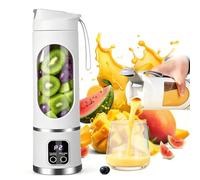 Blender Portable Smoothie Maker, Mini Blender to Go 450ml Rechargeable Gobelet avec Affichage LED 12 Lames Sans BPA Blender Portable Blender pour Milkshake, Jus, Smoothie (2 - Blanc)