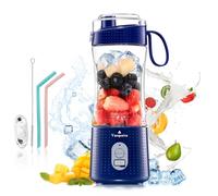Blender portable, Vaeqozva USB Rechargeable Smoothie on the Go Blender Cup avec pailles, Protein Shakes Fruit Mini Mixer pour la maison, le sport, le bureau, le camping Navy Blue