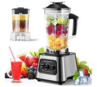 Blender professionnel 6000W - Mixeur haute puissance 9 vitesses avec 2 bols (2L+0,5L), 4 lames inox, pour glace pilée, smoothies