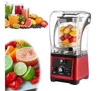 Blender professionnel silencieux, blender Quiet Shield, extracteur de jus à six lames en acier inoxydable for smoothies et boissons protéinées, réducteur de bruit(Red)