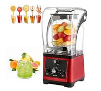 Blender protéiné for smoothies, insonorisé, broyeur de glace, robot culinaire électrique professionnel de comptoir, lame à six lames en acier inoxydable for jus et smoothies(Red)