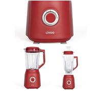 Blender ROUGE 600W 1.5L 2 Vitesses + Impulsions Turbo lames en acier Inoxydable