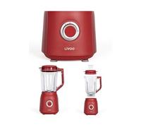 Blender ROUGE 600W 1.5L 2 Vitesses + Impulsions Turbo lames en acier Inoxydable