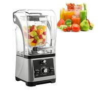 Blender silencieux commercial, blender électrique professionnel, extracteur de jus à pression à froid, broyeur à glace commercial, lame à six lames en acier inoxydable(Gray)