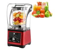 Blender silencieux commercial, blender électrique professionnel, extracteur de jus à pression à froid, broyeur à glace commercial, lame à six lames en acier inoxydable(Red)