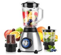 Blender Smoothie 1.5 L, 1000W Blender Mixeur Multifonctionnel 5 Vitesses et Broyeur à Grains 350 ML pour Café-Poivre-Glace