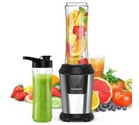 Blender Smoothie, 500W Blender Smoothie, Mini Mixeur Blender avec 2 Bouteilles Tritan Portables de 600 ml Sans BPA, 4 Lames en Inox pour Smoothie Milk-shake Fruits bébé Jus ou légume