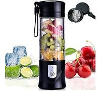 Blender, Portable Mixeur des Fruits,Mini Blender USB pour Smoothie,Milk-shake,Jus de Fruits,Blender Portable 350-420 ML 6 Lames Pour Sport et Voyage,Sans BPA,Noël Cadeaux Femme Homme (Noir)