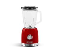 SCHNEIDER Blender Vintage SCBL15R, 800W, Bol en Verre 1,5L, 6 Lames Inox, Rouge