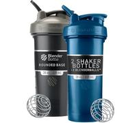 BlenderBottle Classic V2 Lot de 2 bouteilles shaker parfaites pour les milkshakes protéinés et le pré-entraînement, 800 ml, noir et bleu marine