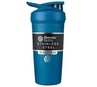 BlenderBottle Strada Gourde isotherme en acier inoxydable avec BlenderBall, shaker à protéines et shaker de fitness, sans BPA, double paroi, isolation sous vide, bleu océan, 375 g