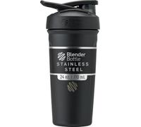 BlenderBottle Strada Gourde isotherme en acier inoxydable avec BlenderBall, shaker à protéines et shaker de fitness, sans BPA, double paroi, isolation sous vide, noir, 710 ml.