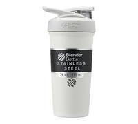 BlenderBottle Strada Gourde isotherme en acier inoxydable avec BlenderBall, shaker à protéines et shaker de fitness, sans BPA, double paroi, isolation sous vide, blanche, 375 g