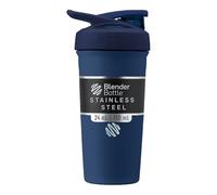 BlenderBottle Strada Shaker Cup Bouteille d'eau isotherme en acier inoxydable avec fouet métallique, 710 ml, bleu marine