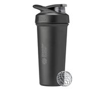BlenderBottle Strada Sleek Shaker Cup Bouteille d'eau isotherme en acier inoxydable avec fouet métallique, 750 ml, noir