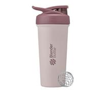 BlenderBottle Strada Sleek Shaker Cup Bouteille d'eau isotherme en acier inoxydable avec fouet métallique, 750 ml, rouge/brun clair (Sahara Sunset)