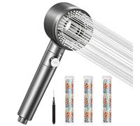 Blendura Pommeau de Douche Anti Calcaire Haute Pression, 5 Jets, Gris | Douchette anti calcaire avec 3 filtres, 5 jets et pour douche quotidienne