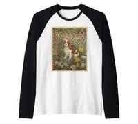 Blenheim Cavalier King Charles Spaniel Vintage Floral Manche Raglan