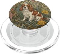 Blenheim Cavalier King Charles Spaniel Vintage Floral PopSockets PopGrip pour MagSafe