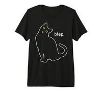 Blep Chat Mignon Noir drôle Amoureux des Animaux regardant avec la Langue Dehors T-Shirt Haut de Gamme
