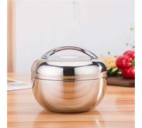 BlesConi Boîte à déjeuner ronde double couche en acier inoxydable pour le stockage des aliments, capacité de 0,8 l/1,3 l, idéale pour le bureau, l'école ou l'extérieur