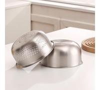 BlesConi Bol de lavage de riz de camping pour trous de drainage, passoire 2 en 1 en acier inoxydable 304, passoire à chaleur pour la cuisine en plein air et la cuisine