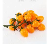 BlesConi Bouquet de tomates artificielles réalistes en polyuréthane de 19 cm, modèle de fruits et légumes pour décoration de maison, cuisine, fête, mariage (jaune)