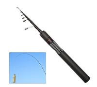 BlesConi Canne à Pêche Télescopique Portable en Carbone Léger pour Spin Pole pour Ligne Lisse Guidage Compact pour Voyage Camping Noir
