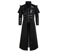 BlesConi Costume de pirate victorien Steampunk pour homme avec queue-de-morue - Manteau gothique Assassin - Noir et gris (taille M, noir)