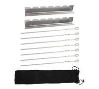 BlesConi Ensemble de brochettes robustes en acier inoxydable pour sac de rangement, outils de barbecue pour support et brosse à huile pour griller et rôtir en plein air