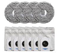 BlesConi Ensemble de serpillères et sacs à poussière pour Ecovacs pour Deebot T30S Combo X2, 4 chiffons et 6 sacs