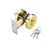 BlesConi Ensemble de serrures de porte simple face avec bouton rotatif en cuivre pour maison, bureau, hôtel (doré)