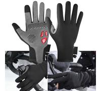 BlesConi Gants de vélo d'hiver à longs doigts pour rembourrage en gel de silicone, gants de cyclisme coupe-vent doublés en polaire thermique pour homme, absorbant les chocs et adaptés aux écrans