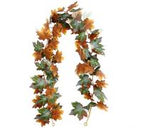 BlesConi Guirlande de feuilles d'érable artificielles en soie à suspendre pour automne, Halloween, Thanksgiving, cheminée, décoration de mariage (E)