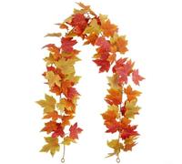 BlesConi Guirlande de feuilles d'érable artificielles en soie à suspendre pour automne, Halloween, Thanksgiving, cheminée, décoration de mariage (A)