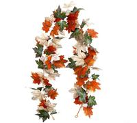 BlesConi Guirlande de feuilles d'érable artificielles en soie à suspendre pour l'automne, Halloween, Thanksgiving, cheminée, décoration de mariage (F)