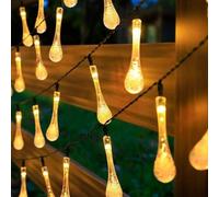 BlesConi Guirlande lumineuse solaire LED étanche pour l'extérieur 60 en forme de goutte d'eau, avec 8 modes pour jardin, terrasse, cour (couleur chaude)