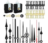 BlesConi Kit de 2 mécanismes d'horloge murale, mouvement à quartz avec 56 paires, pièces d'horloge actionnées pour réparation et travaux manuels (A)