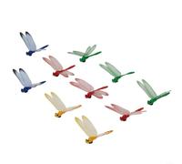 BlesConi Lot de 10 décorations de jardin en forme de libellule, piquets de jardin vibrants pour extérieur et intérieur, PVC 9 cm