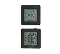 BlesConi Lot de 2 mini thermomètres et hygromètres, capteur de température intérieur avec haute précision, matériau ABS, ruban adhésif double face inclus, noir et blanc (noir)