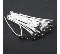 BlesConi Lot de 30 mèches de bougie en coton de 10 cm pré-cirées avec supports sans danger pour les projets de bougies à faire soi-même