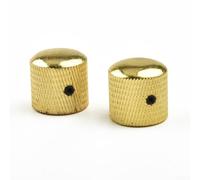 BlesConi Lot de 4 boutons pour guitares Telecaster et basse - Chrome Noir Or Dôme moleté Volume Tone Push On Tige 6 mm