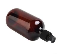 BlesConi Lot de 4 flacons distributeurs à pompe réutilisables en plastique pour douche, shampooing, savon, lotion, 500 ml, facile à presser pour salle de bain, cuisine, vert marron (marron)