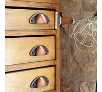 BlesConi Lot de 4 poignées de tiroir et d'armoire rétro en demi-cercle en fer pour placard, placard et meubles, bronze vert (bronze rouge)