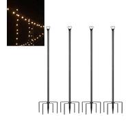 BlesConi Lot de 4 poteaux lumineux d'extérieur en métal avec base stable pour éclairage de vacances 3 m