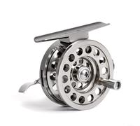 BlesConi Moulinet de pêche sur glace en aluminium à rotor en V pour droitier, rapport de vitesse 1:1, usiné CNC, dur et non déformé, pour la pêche dans les trous de glace, léger, gris argenté