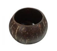 BlesConi Petite bougie ronde en noix de coco pour bougies d'aromathérapie, vieux bol rond en coquille de noix de coco pour fruits secs ou décoration d'intérieur (poli)